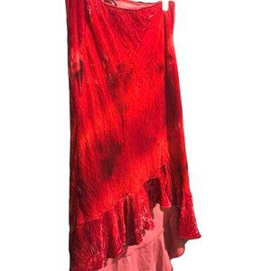 Betsy Johnson Midi-Length Red Velvet Skirt